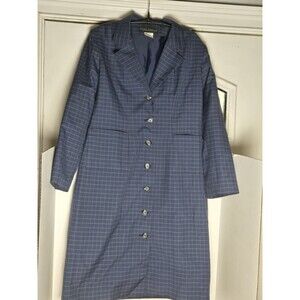 harvey bernard Size 12 Womens Long Blue Paid Blazer Polyester/wool Blend